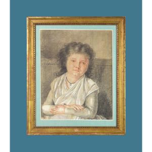 French School, 18th Century, Louis XVI Period. "portrait Of A Young Girl."