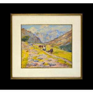 Angelo Carino 1860-1945. Italian School. "pasture."