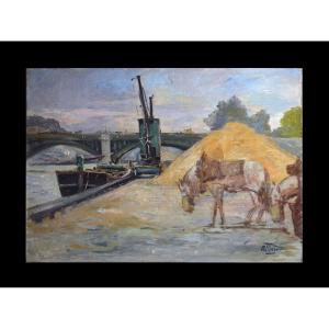 Alphonse Henri Mazard 1865-1939. "the Quays At The Sully Bridge In Paris."