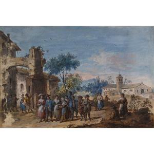 Giuseppe Zais 1709-1784. Venetian School. "village Festival."