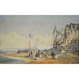 Alice De Forestier, 19th Century. "the Beach At Trouville, The Casino."