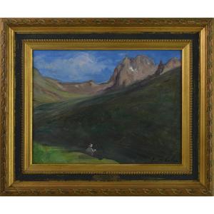 Gustave Colin 1828-1911. "le Col Du Lautaret Au Fond De La Gorge De Barège (pic d'Espade)."