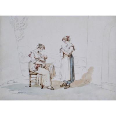 Bartolomeo Pinelli 1781-1835. "breastfeeding."