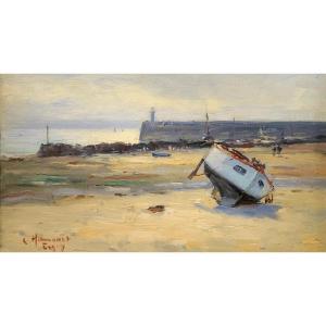 Erquy Beach By Léon Hamonet (1877-1953)
