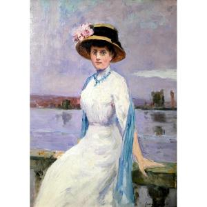 Wife Of The Painter Georges Binet (1865-1949), Who Lived On The Banks Of The Seine In Caudebec-en-caux.