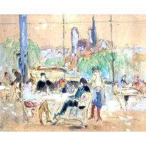 La Guinguette Du Cours-la-reine (rouen) Robert Antoine Pinchon (1886-1943)