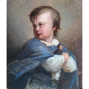 Portrait Of A Young Boy With A Doll Circa 1840