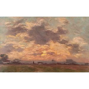 Sunset By Louis Braquaval (1854-1919)