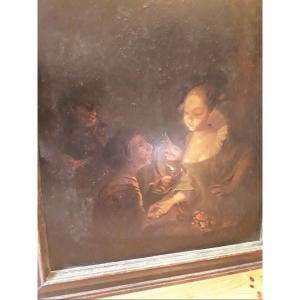 Schalken Godefroid The Fortune Teller Oil On Copper 17th Century
