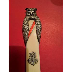  Coupe Papier Hibou,chouette,de l'Orfevre  Georges Adam   Scheid Fin 19e Siècle 