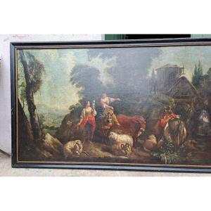 Roos Peter Dit Rosa De Tivoli (1655 -1706) Important Pastoral Scene Oil On Canvas 