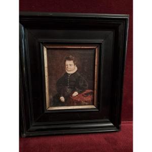 Portrait De Jeune Enfant à La Fraise époque 16e 17e Siècle Gouache Sur Papier