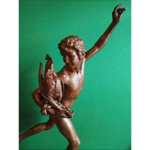 Falguiere Alexandre The Winner Of The Cockfight Important Bronze Subject Late 19th Century