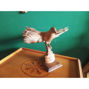 Dove Of Abundance Folk Art Late 19th Century In Carved Wood Work From The Alps