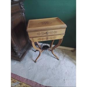 Charles X Period Work Chair In Lemon Wood And Amaranth Inlay, 19th Century