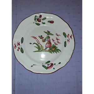 Les Islettes Large Earthenware Dish With Polychrome Chinese Decoration