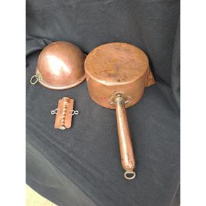 Round Bottom, Confectioner's Saucepan, Antique 19th-century Copper Mold 