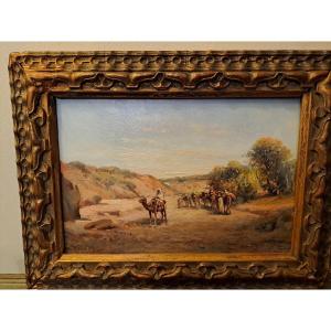 Reymann Joseph Jacques, The Halt At The Oasis, Oil On Wood