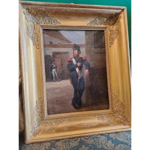 Louis Georges Paradis Portrait Of A Sapper Oil On Canvas 19th Century