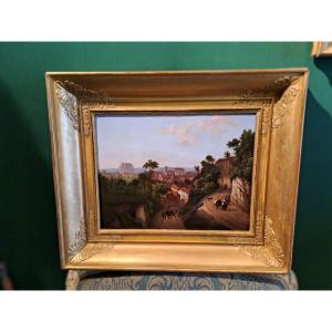 Beauvais Vue Generale Oil On Canvas Early 19th Century Attributed To Nicolas Chapuy