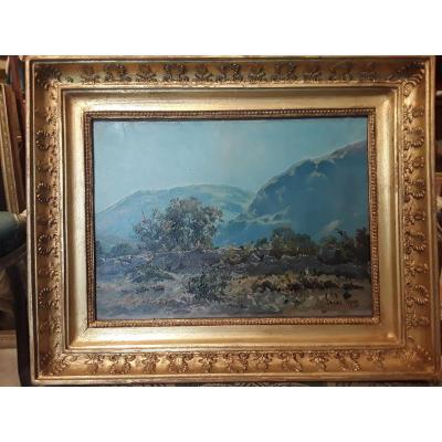 Louis Guy Landscape Of Lyonnais Oil On Paper Mounted On Cardboard Frame Time