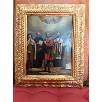 Huile Sur Cuivre école Espagnole 17e siècle Canonisation 1622 Gregoire xv