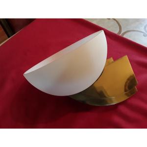 Perzel  Jean Applique Modele 347 B Bronze Doré  Et Verre Blanc 1939-1934 Signée 