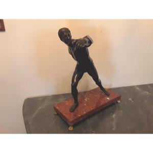 Gladiator Borghese Important Bronze Period Late 18th Century Red Marble Base Claw Feet