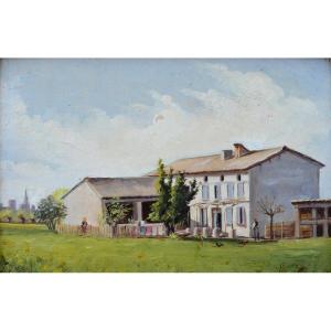 Vidal Laurent (19th-20th Century) "mas On The Island Of Barthelasse In Avignon" Provence Vionnet Grivolas