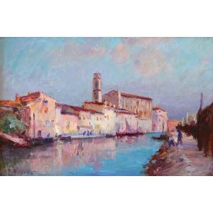 Simons Paul (1865 - 1932) "the Saint-sébastien Canal In Martigues" Provence Port Marseille