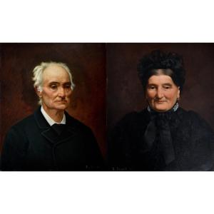 Brunet Emile (1864-1943) "portraits Of Monsieur And Madame" Bordeaux Paris Home Decoration Art