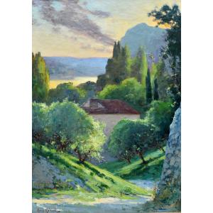 Roux Renard Marius (1870-1936) "path To Villeneuve Les Avignon" Provence Avignon Gard Paris