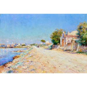 Gagliardini Julien Gustave (1846-1927) "the Workshop Of The Painter Félix Ziem In Martigues" Provence