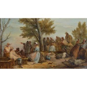 Bonnet Denis (1789-1877) “the Pig Market In Carpentras” Provence Vaucluse Animaux Monteux