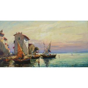 Hurard Joseph (1887-1956) “fishermen At Brescon, Martigues” Avignon Provence Marseille Paris