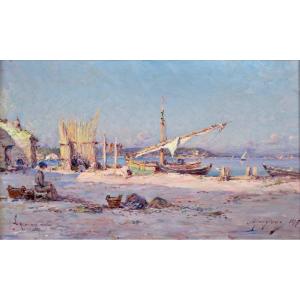 Malfroy Charles (1862-1939) "the Martigues Mussel Quay" Provence Marseille Lyon Cassis Paris