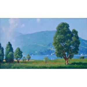 Leroux Georges Paul (1877-1957) “the Banks Of Lake Annecy” Talloires Meudon Paris Evian 