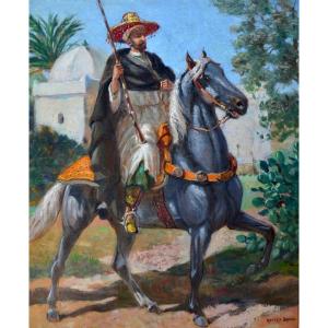 Brondy Mattéo (1866-1944) "moroccan Rider" Meknes Morocco Paris Marrakech Orientalist Makhzen