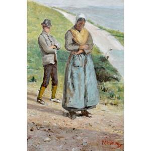 Grivolas Pierre (1823-1906) “mother And Her Child On The Path” Avignon Provence Vaucluse Paris