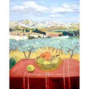 Brayer Yves (1907-1990) “basket Of Fruit In Front Of The Alpilles” Provence Paris Paradou Baux 