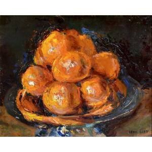 Gard Léon (1901-1979) "still Life With Oranges" Paris Isle Adam Fruits Tulle Bonshommes
