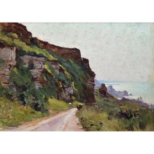Montagne Louis (1879-1960) “the Cliffs Of Longues Sur Mer” Calvados Normandy Paris Avignon 