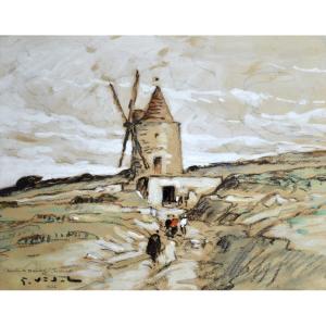 Vidal Gustave (1895-1966) “daudet’s Mill At Fontvieille” Provence Avignon Alpilles Paris
