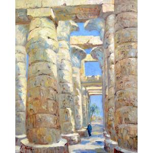 Nicot François (1873-1945) "hypostyle Hall, Temple Of Karnak, Egypt" Luxor Paris Cairo Nile 