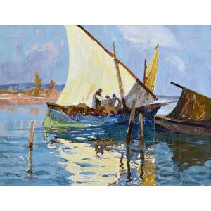 Peri Lucien (1880-1948) “fishermen In The Mouth Of The Liamone, Corsica” Ajaccio Cargese Paris