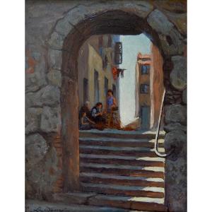 La Bany Maurice (1880-1960) "street In Saint-tropez" Var Provence Ramatuelle Nice Paris Ponche