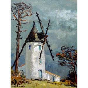 Rigaud Jean (1912-1999) The Mill On The Island Of Noirmoutier " Vendée Yeu Nantes Vannes Paris 
