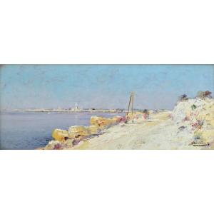 Nattero Louis (1870-1915) "white Road Along The Berre Lagoon" Provence Marseille Paris