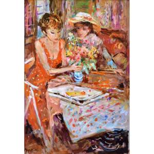 Agostini Max (1914-1997) "preparing A Bouquet Of Flowers" Allauch Provence Paris Aubagne Aix