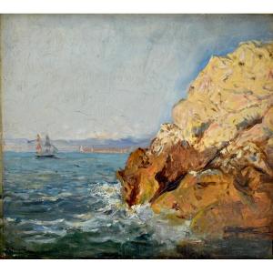 Raphaël Ponson (1835-1904) “rock In Marseille” Provence Estaque Loubon Sausset Paris France